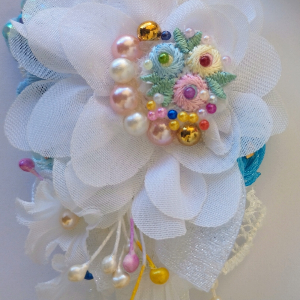 Floral Baby Headband- Cream and White (2)✨🎀 - Picture 3 of 7